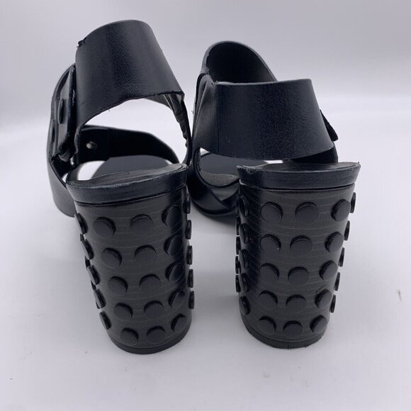 All Saints Leather East Heel Sandals Block Heel Shoes Strap Navy 41 Women’s 11 - Picture 4 of 15